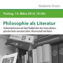 »Philosophie als Literatur« – Akademie-Forum mit Gert Scobel »Philosophie als Literatur« – Akademie-Forum mit Gert Scobel