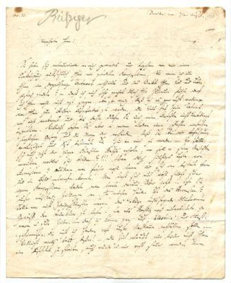 Schumannbrief ein gelblich gefärbtes Digitalisat mit Handschrift