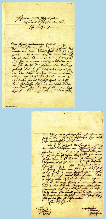 Brief Gottscheds an Samuel Wilhelm Oetter, Leipzig 2. August 1747. Christian-Albrechts-Universität zu Kiel, Theatergeschichtliche Sammlung am Institut für Neuere deutsche Literatur und Medien